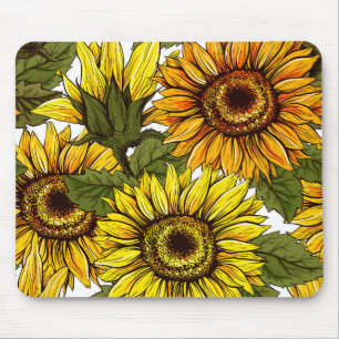 Tapis De Souris Tournesols jaunes orange rustiques vintage