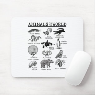 Tapis De Souris Tous les Animaux du Monde Vintage Drôle de Meme d'