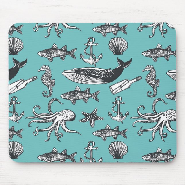 Tapis De Souris Tout Le Motif De Mer (Devant)