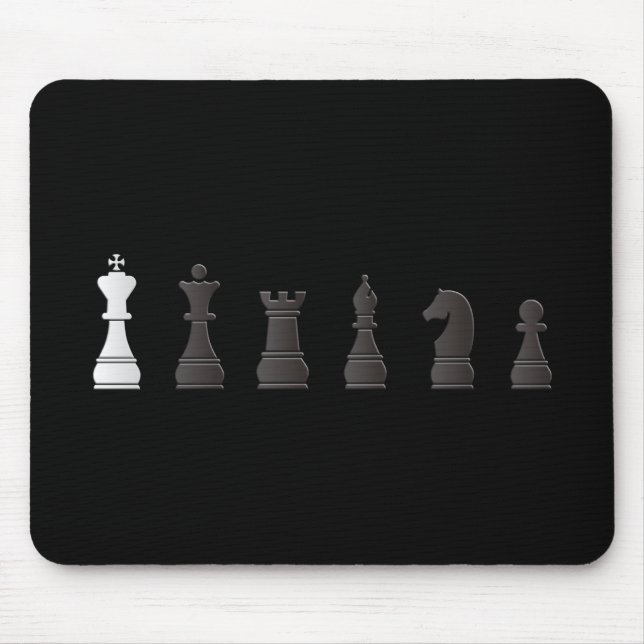 Tapis De Souris Tout l'un blanc noir, pièces d'échecs (Devant)