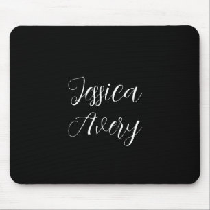 Tapis De Souris Tout nom   Élégant script blanc modifiable sur noi