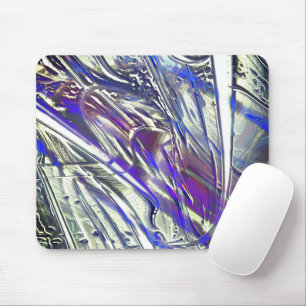 Tapis De Souris Traces écailées sur texture argentée sous fumée bl