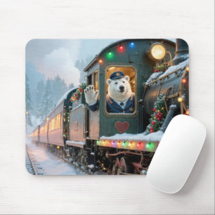 Tapis De Souris Train de Noël avec ours polaire agitant