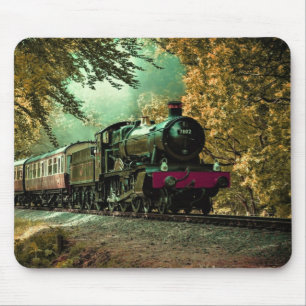 Tapis De Souris Train Locomotive Retro Leviers Vintages Automne