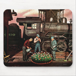 Tapis De Souris Train Yard Flower Garden par Stevan Dohanos