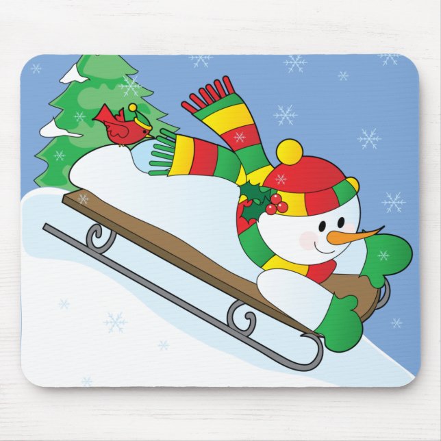 Tapis De Souris Traîneau de bonhomme de neige (Devant)