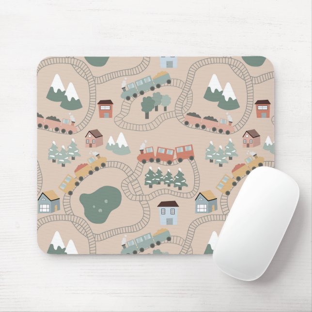 Tapis De Souris Trains colorés mignons sur les rails de train Moti (Avec souris)