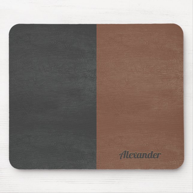 Tapis De Souris Tranche noire et brune texture en faux cuir (Devant)