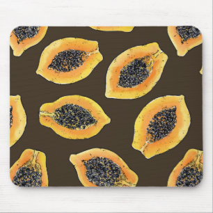 Tapis De Souris Tranches de Papaya sur brun foncé