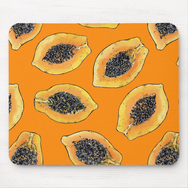 Tapis De Souris Tranches de Papaya sur orange (Devant)