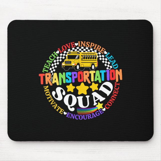 Tapis De Souris Transportation Squad Back To School Bus Driver Mon (Devant)