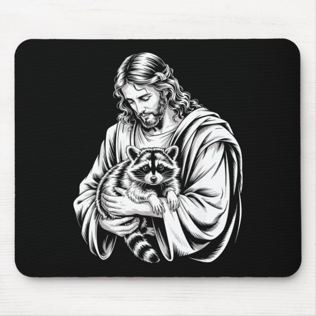 Tapis De Souris Trash Panda Jesus Raccoon Trashed Racoon Animal Ra (Devant)