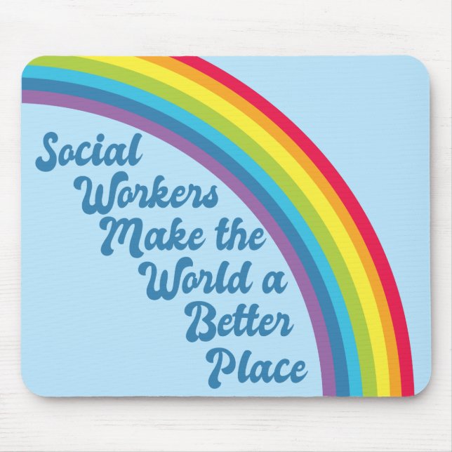 Tapis De Souris Travail social Citation inspirante Rainbow Blue (Devant)