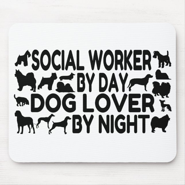 Tapis De Souris Travailleur social Amoureux des chiens (Devant)