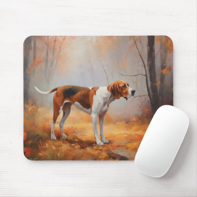 Tapis De Souris Trekking Walker Coonhound à l'automne Feuilles aut (Avec souris)