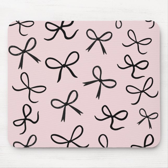 Tapis De Souris Trendy Cute Little Black Bows Rose (Devant)