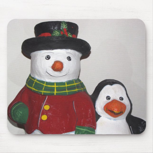 Tapis De Souris Très mignon Snowman et ami carte souris (Devant)