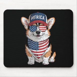 Tapis De Souris Tri Color Corgi 4 juillet nous American Flag Chien
