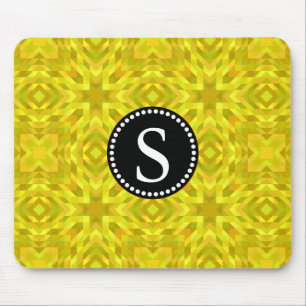 Tapis De Souris Triangle jaune Abstrait Motif noir Monogramme