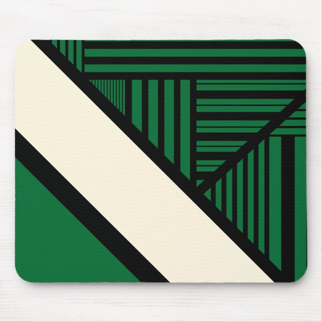 Tapis De Souris Triangle - Vert, Crème et Noir (Devant)