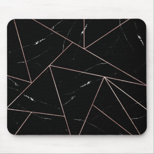 Tapis De Souris Triangles en marbre géométrique noir - Outline or