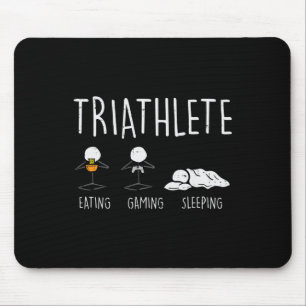 Tapis De Souris Triathlète Stickman Manger Jeu Vidéo Dormir Gam Dr