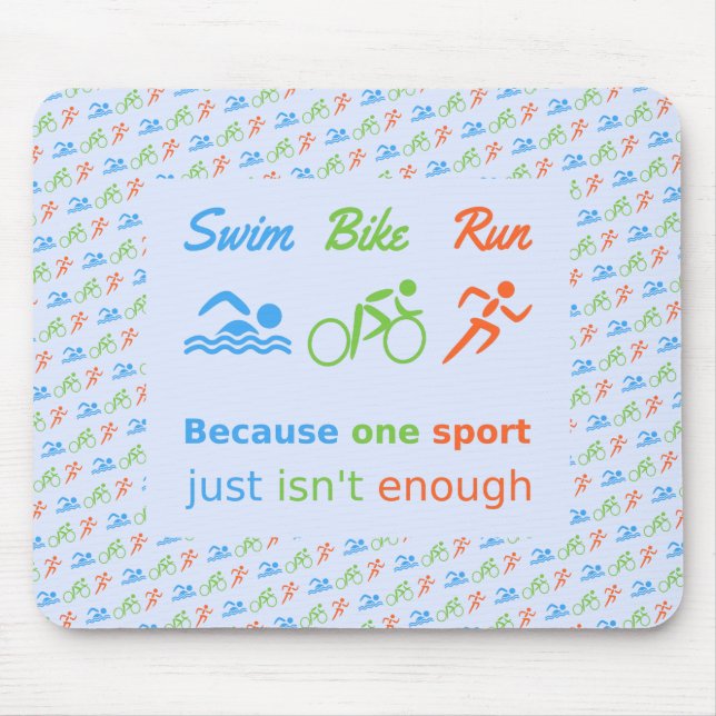 Tapis De Souris Triathlon nage vélo course pictogramme (Devant)