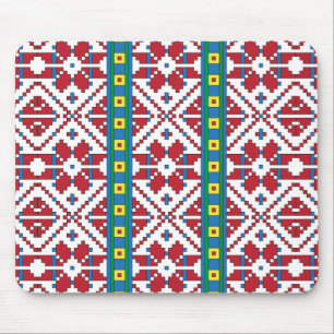 Tapis De Souris Tribal red, blue, and white star geometric pattern