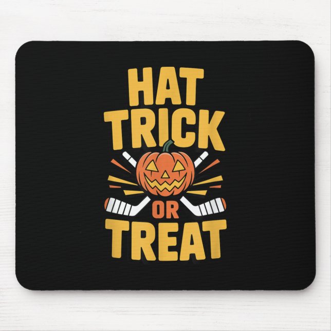 Tapis De Souris Trick Or Treat Pumpkin Halloween Ice Hockey  (Devant)