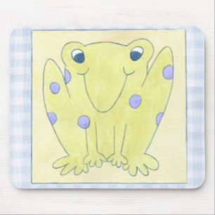 Tapis De Souris Trio de grenouille sur le tissu de guingan
