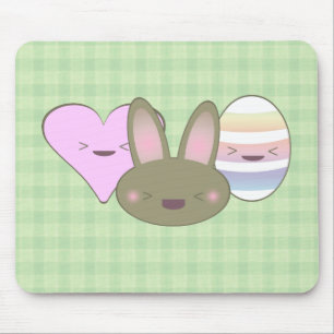 Tapis De Souris Trio de Pâques KAWAII LAPIN CHOCOLAT ŒUF CŒUR JOYE