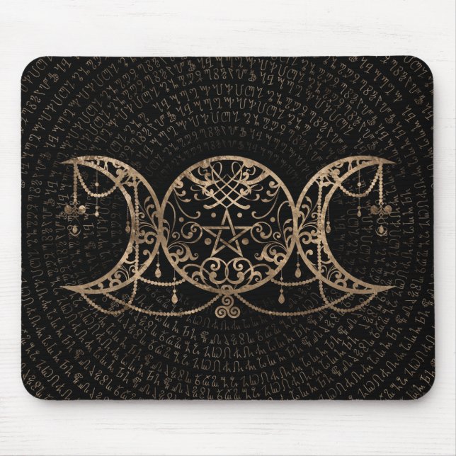 Tapis De Souris Triple Lune - Triple Déesse Or et noir (Devant)
