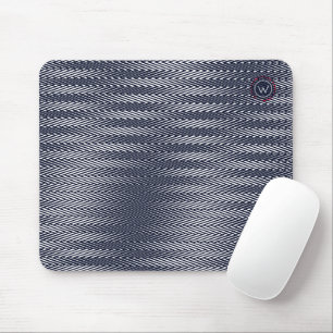 Tapis De Souris Trippy Abstrait noir et blanc rayures Rad Monogram