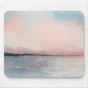 Tapis De Souris Triptyque de coucher du soleil de mer - aquarelles