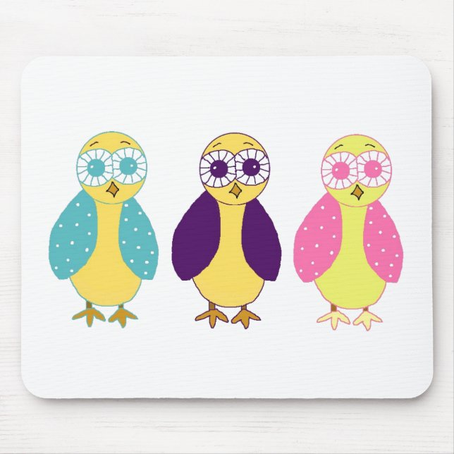Tapis De Souris Trois Chouettes (Devant)