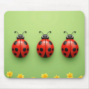 Tapis De Souris Trois coccinelles colorées