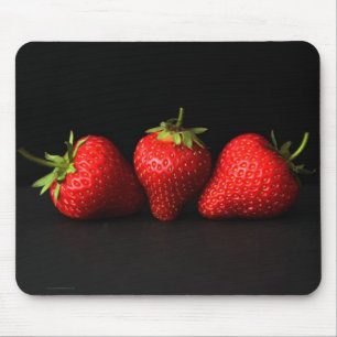 Tapis De Souris Trois Fraises Sur Mpm Noir