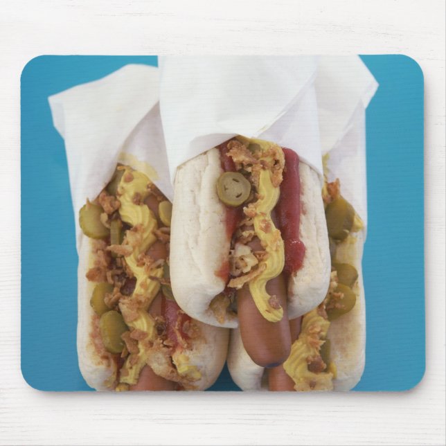Tapis De Souris Trois hot-dogs en petits pains (Devant)