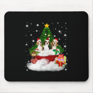 Tapis De Souris Trois Père Noël Beagle Avec Arbre De Noël