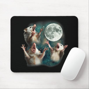 Tapis De Souris Trois Possum Moon 3Opossum Drôle Mème Maudit bizar