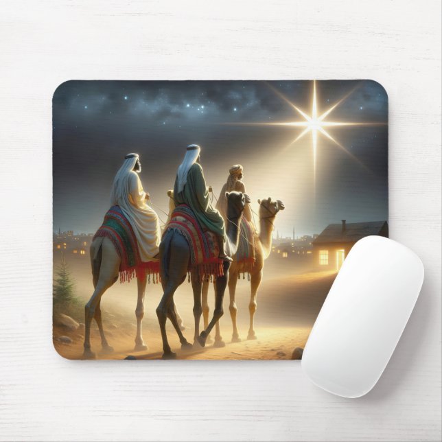 Tapis De Souris Trois Sages suivant une étoile (Avec souris)