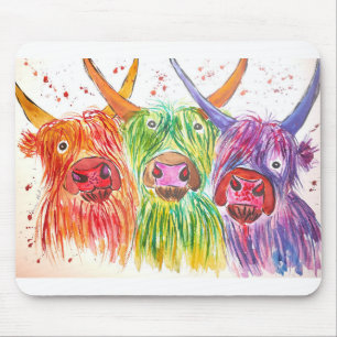 Tapis De Souris Trois vaches colorées