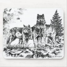 Tapis de souris - trois Wolfs l'illustration