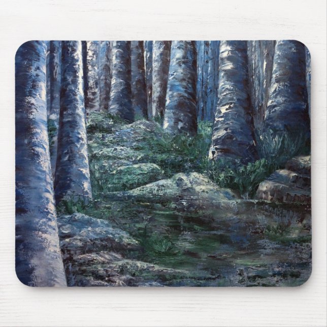 Tapis De Souris Troncs d'arbre forestier peint Mousepad (Devant)
