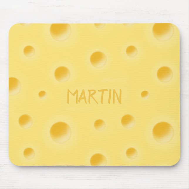 Tapis De Souris Trop Cheesy ! Fromage suisse Nom personnalisé (Devant)