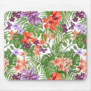 Tapis de souris tropical de fleurs de bébé de