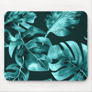 Tapis De Souris Tropical green Blue Palm Feuille Island Paradise