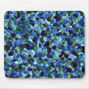 Tapis De Souris Trou de mosaïque irrégulière verte et bleue recouv