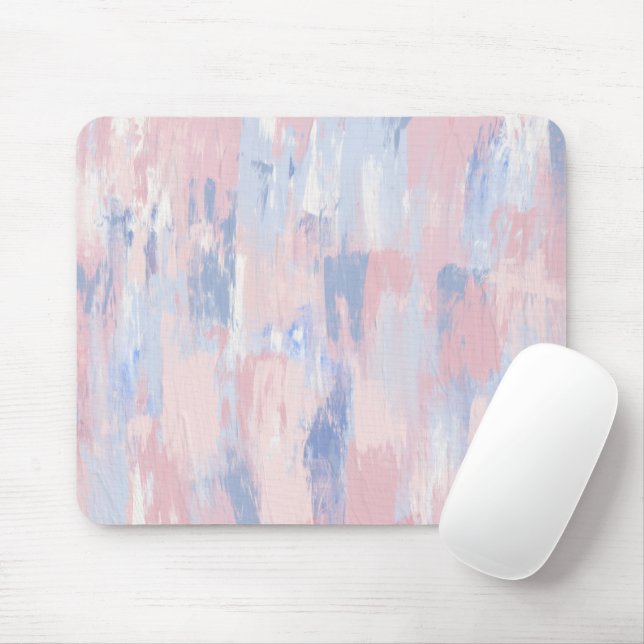 Tapis De Souris Trucs de peinture bleu et blanc Abstraits (Avec souris)