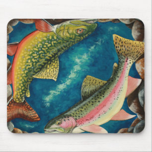 Tapis De Souris Truite de ruisseau et truite arc-en-ciel